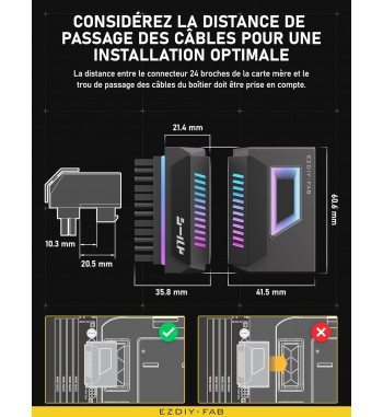 Adaptateur ATX 24 pins 180°