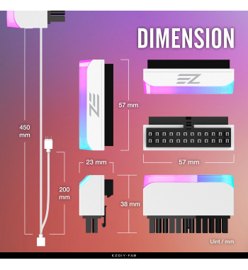 Adaptateur ATX 24 pins 90°